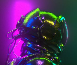 Preview wallpaper spacesuit, helmet, light, colorful, 3d