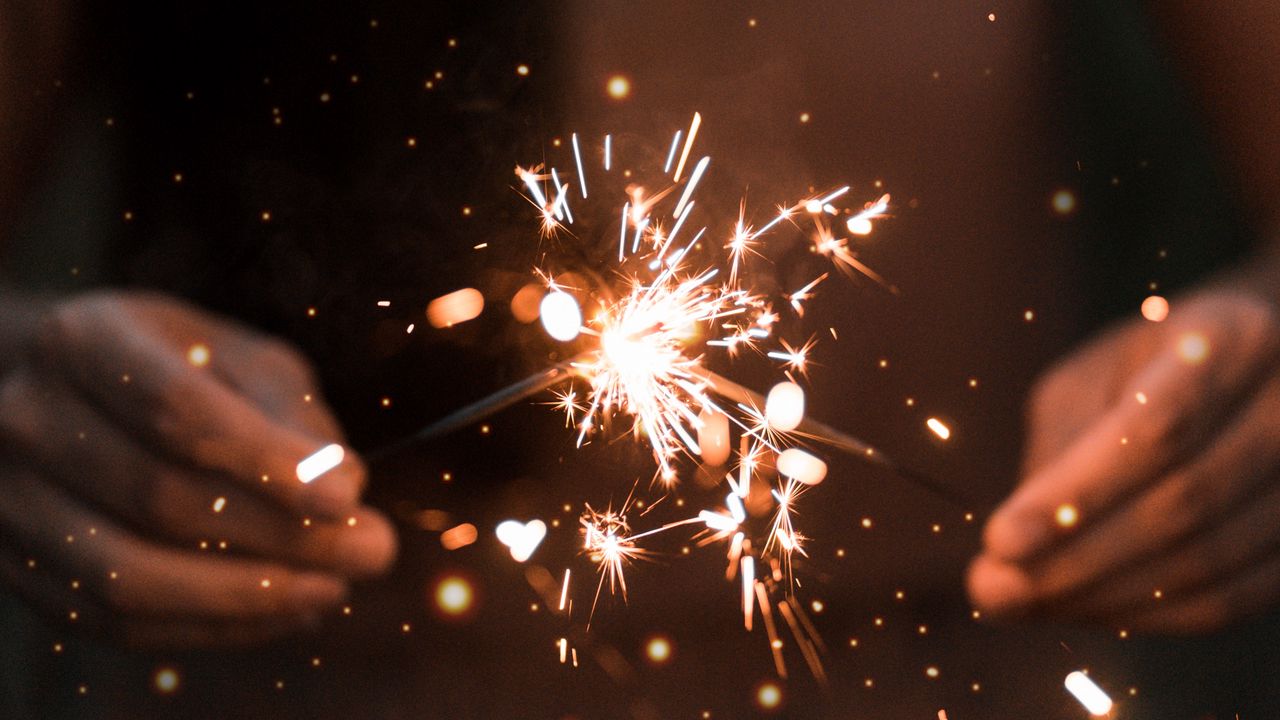 Wallpaper sparkler, spark, hands, shine, light