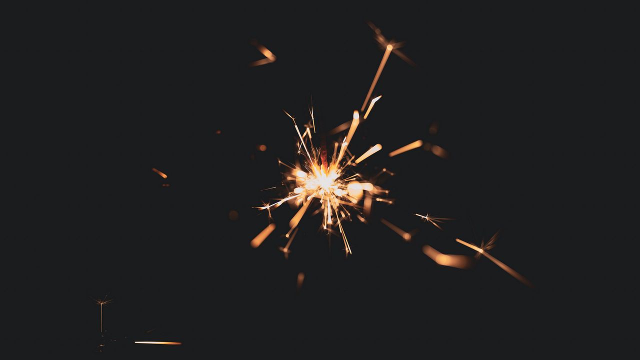 Wallpaper sparkler, sparks, dark, darkness, glow