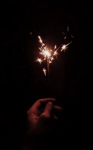 Preview wallpaper sparkler, sparks, hand, dark