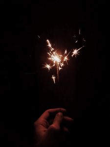 Preview wallpaper sparkler, sparks, hand, dark