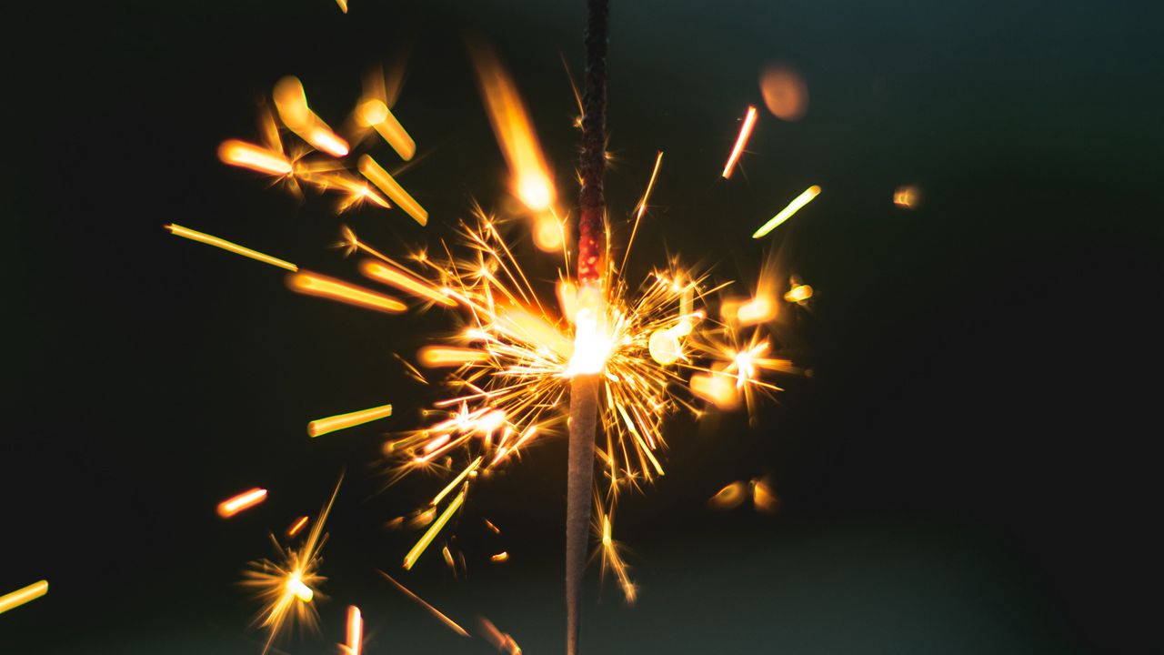 Wallpaper sparkler, sparks, hand, focus