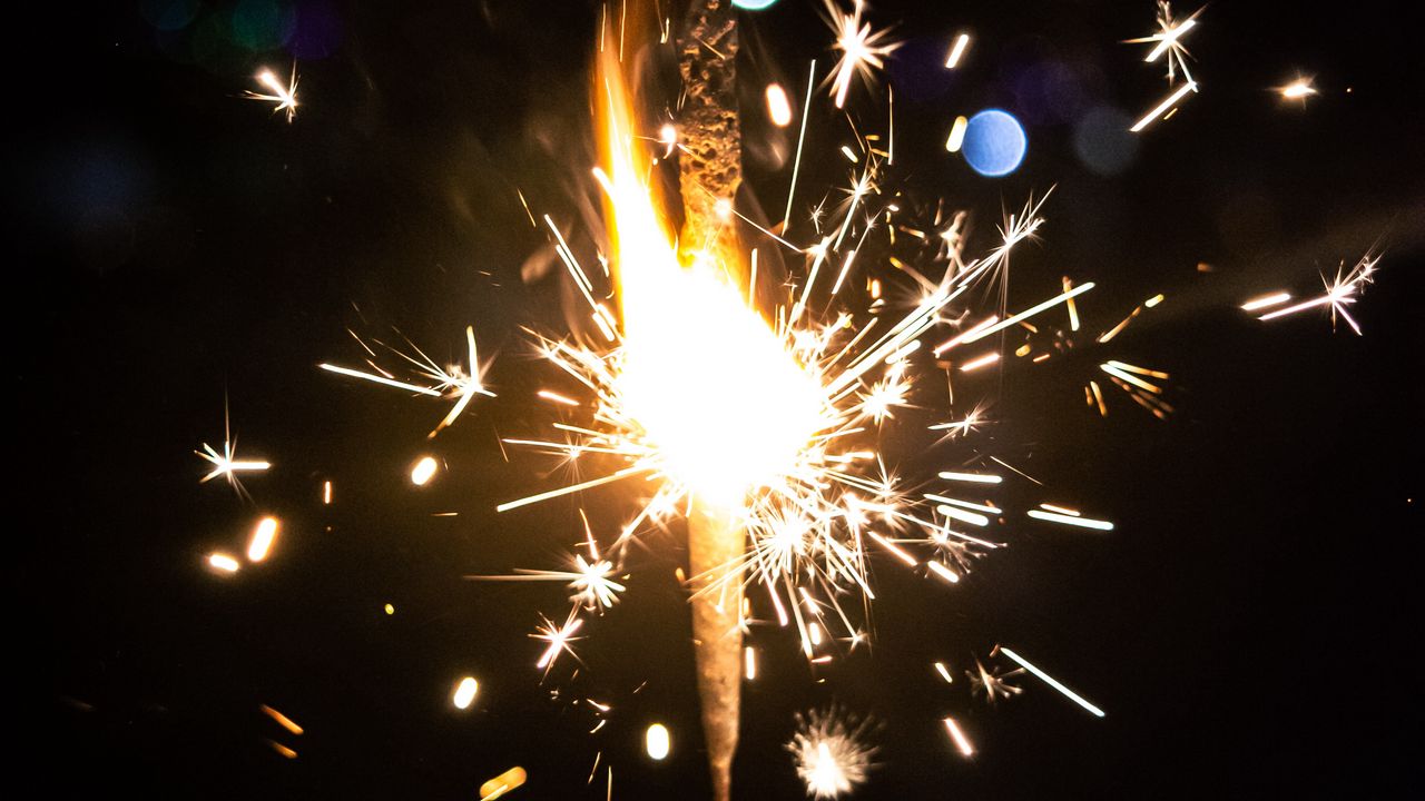 Wallpaper sparkler, sparks, light, hand