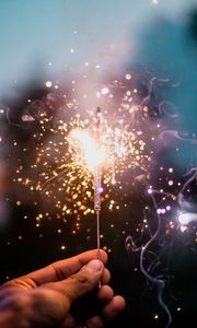 Preview wallpaper sparkler, sparks, smoke, hand