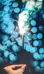 Preview wallpaper sparklers, sparks, bokeh, smoke, festive