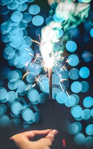 Preview wallpaper sparklers, sparks, bokeh, smoke, festive