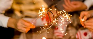 Preview wallpaper sparklers, sparks, candle, people, holiday