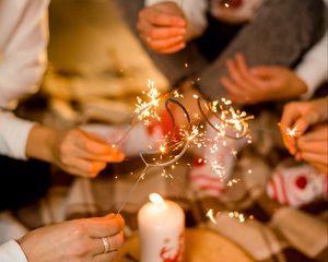 Preview wallpaper sparklers, sparks, candle, people, holiday