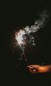 Preview wallpaper sparklers, sparks, hand, black, glow