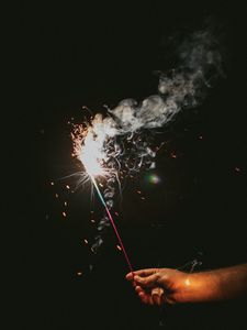 Preview wallpaper sparklers, sparks, hand, black, glow