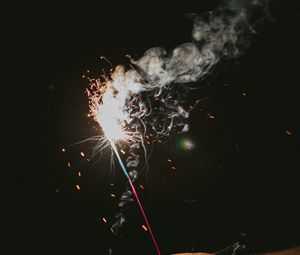 Preview wallpaper sparklers, sparks, hand, black, glow