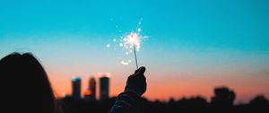 Preview wallpaper sparklers, sparks, hand, man, silhouette