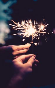 Preview wallpaper sparklers, sparks, hands, burn, bright