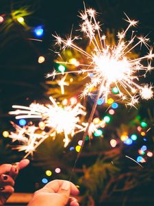 Preview wallpaper sparklers, sparks, lights, holiday