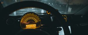Preview wallpaper speedometer, car, steering wheel, night