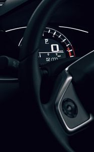 Preview wallpaper speedometer, steering wheel, salon, car, dark