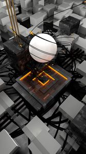 Preview wallpaper sphere, cubes, tangled, volumetric, 3d