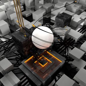 Preview wallpaper sphere, cubes, tangled, volumetric, 3d