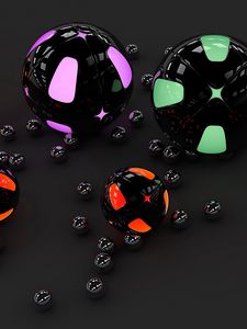 Preview wallpaper sphere, spheres, surface, light, gray background, neon