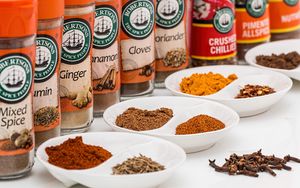 Preview wallpaper spices, flavorings, spice, cinnamon, cumin, cloves, coriander, chili, paprika, turmeric