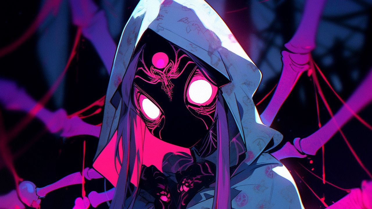 Wallpaper spider, hood, mantle, art, anime