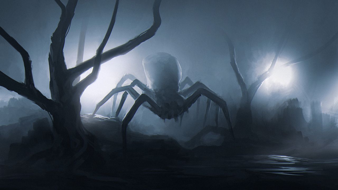 Wallpaper spider, insect, trees, art, scary