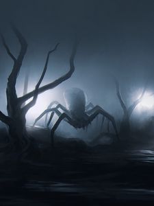 Preview wallpaper spider, insect, trees, art, scary