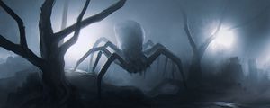 Preview wallpaper spider, insect, trees, art, scary
