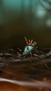 Preview wallpaper spider, web, dandelion seeds
