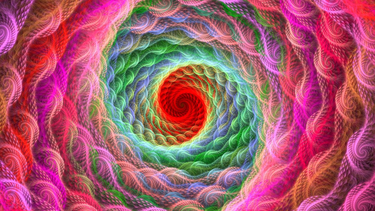 Wallpaper spiral, bright, colorful, swirling, fractal