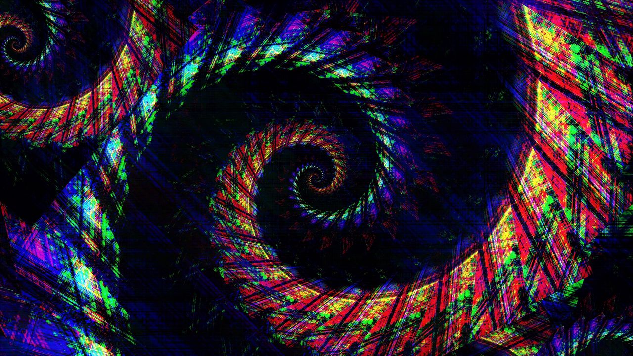 Wallpaper spiral, colorful, dark, abstraction