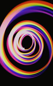 Preview wallpaper spiral, colorful, rainbow, light, long exposure, movement