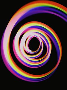 Preview wallpaper spiral, colorful, rainbow, light, long exposure, movement