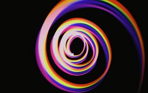 Preview wallpaper spiral, colorful, rainbow, light, long exposure, movement
