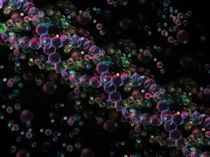 Preview wallpaper spiral, dna, bubbles, transparent, intersection, abstraction