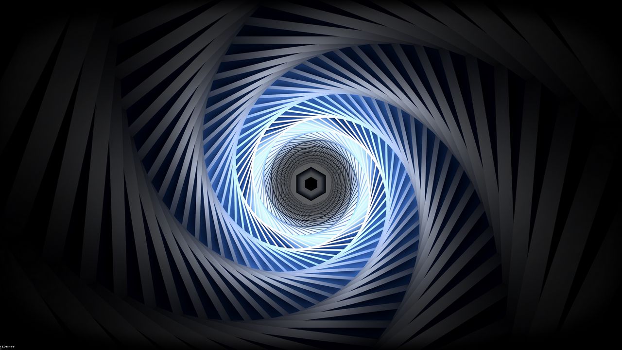 Wallpaper spiral, glow, abstraction, hexagon, rotation
