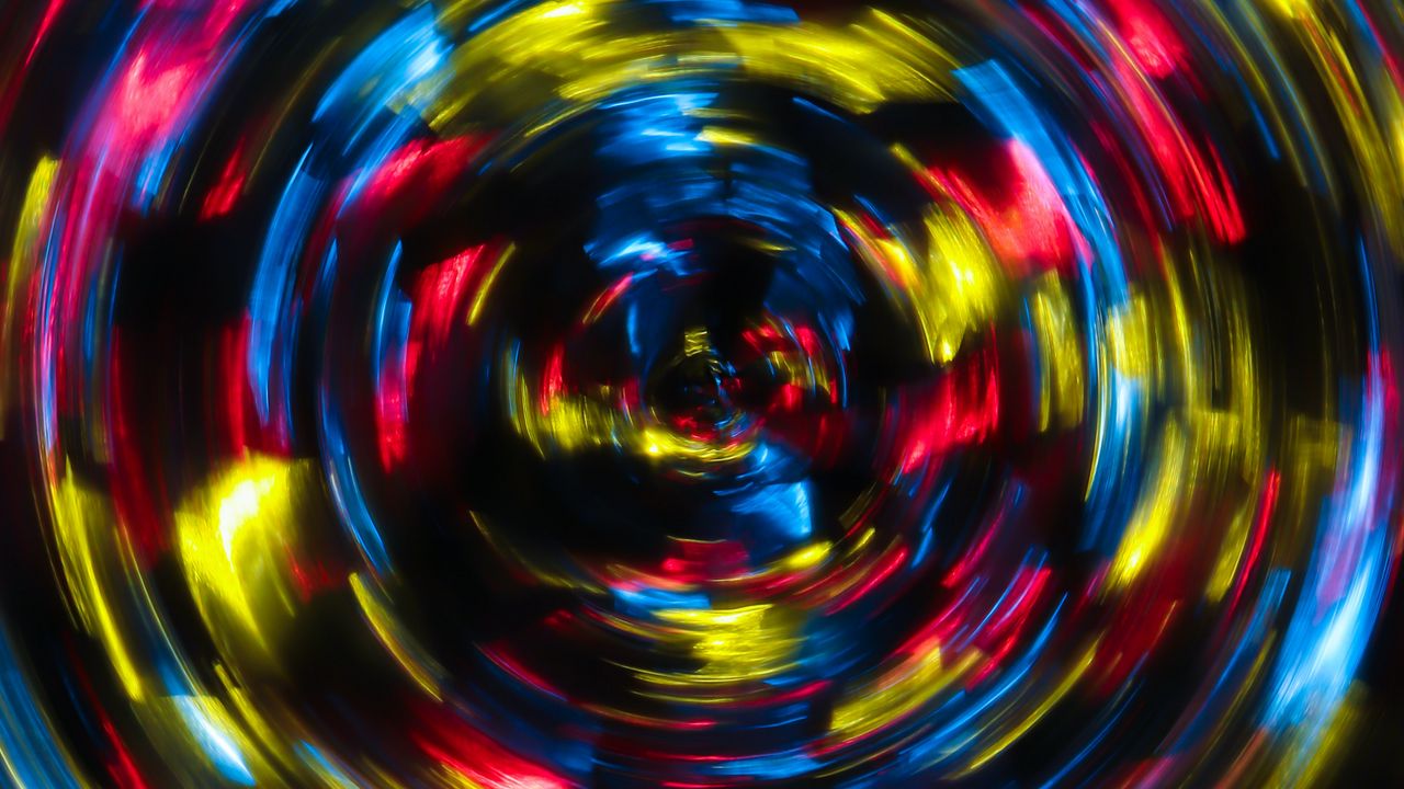 Wallpaper spiral, light, long exposure, blur, glare, colorful
