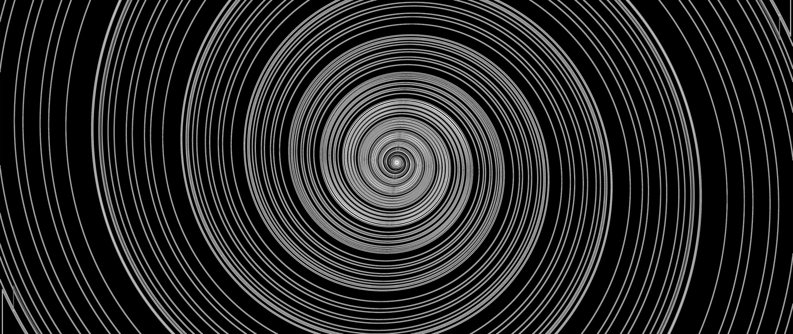 Download wallpaper 2560x1080 spiral, lines, abstraction, black and ...