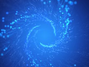 Preview wallpaper spiral, motion, scattering, sparks, circular, blue
