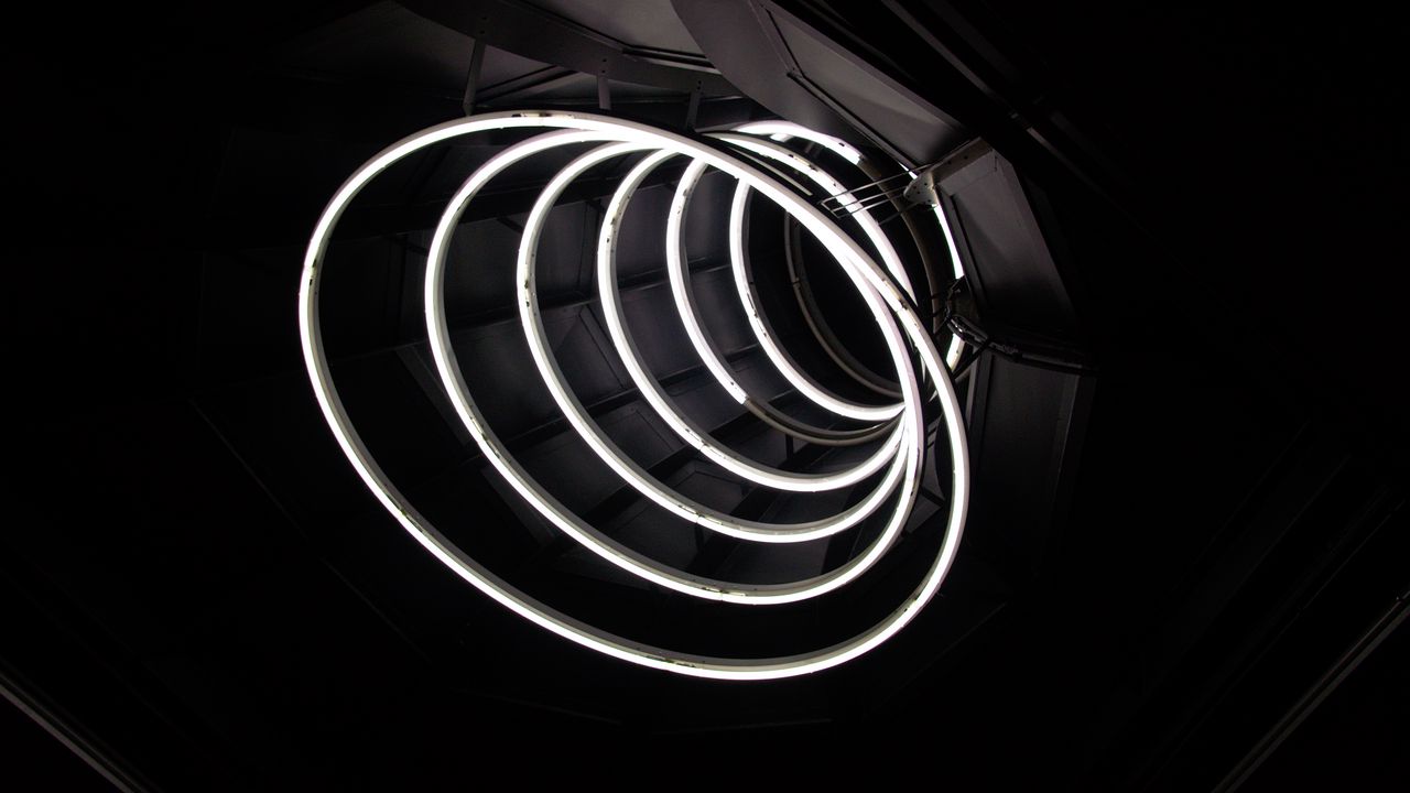 Wallpaper spiral, neon, lines, black-and-white