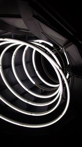 Preview wallpaper spiral, neon, lines, black-and-white