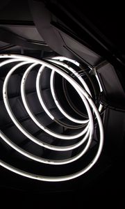 Preview wallpaper spiral, neon, lines, black-and-white