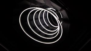 Preview wallpaper spiral, neon, lines, black-and-white