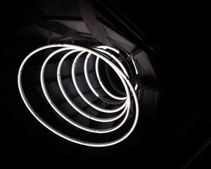 Preview wallpaper spiral, neon, lines, black-and-white