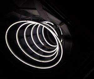 Preview wallpaper spiral, neon, lines, black-and-white