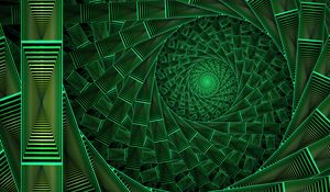 Preview wallpaper spiral, pattern, glow, abstraction, green