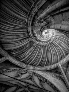 Preview wallpaper spiral, roof, architecture, black and white