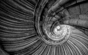Preview wallpaper spiral, roof, architecture, black and white