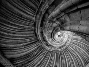 Preview wallpaper spiral, roof, architecture, black and white