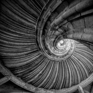 Preview wallpaper spiral, roof, architecture, black and white